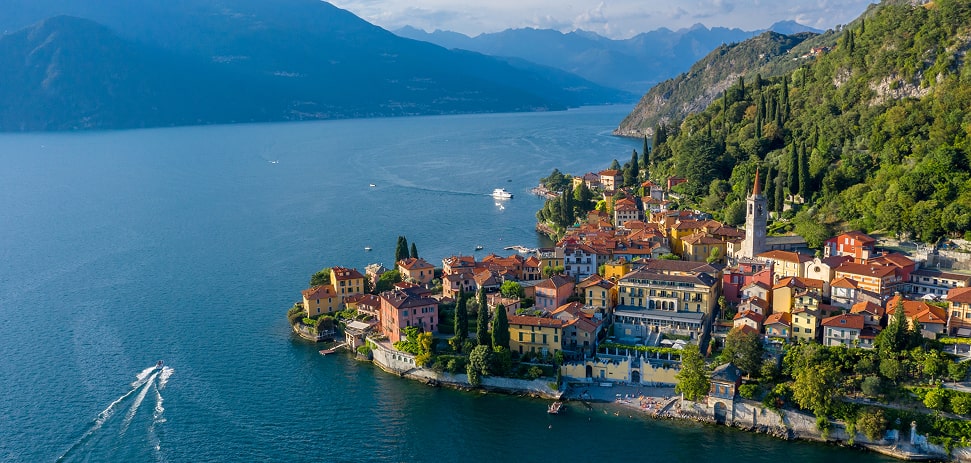 Aerial view of Varenna on Lake Como