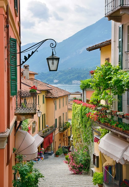 Sunrise by a lakeside gazebo on Lake Como