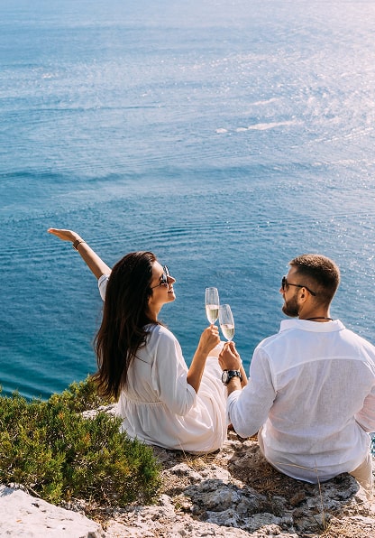 Hikers enjoying view over Lake Como